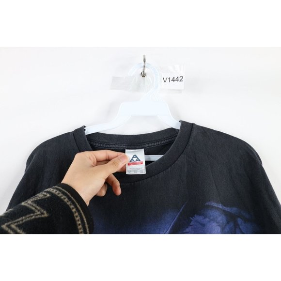 Vintage Streetwear Mens Size XL Faded Dragon Demon All Over Print T-Shirt Black - Picture 5 of 8